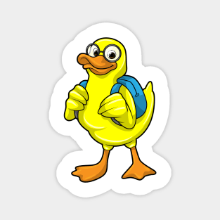 Duck as Student with Backpack Magnet