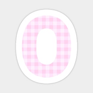 Pink Letter O in Plaid Pattern Background. Magnet