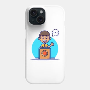 Cute People Talking On Pulpit Cartoon Vector Icon Illustration Phone Case