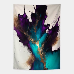 Aureate Surge - Abstract Alcohol Ink Art Tapestry