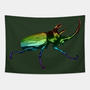 Rainbow Five Horned Rhinoceros Beetle Tapestry