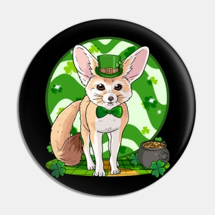 Fennec Fox St. Patricks Day Irish Leprechaun Pin