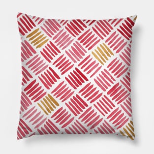 Red and Ochre Basketweave Pillow