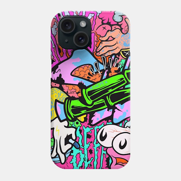 Colorful Slluks montage graffiti illustration Phone Case by slluks_shop