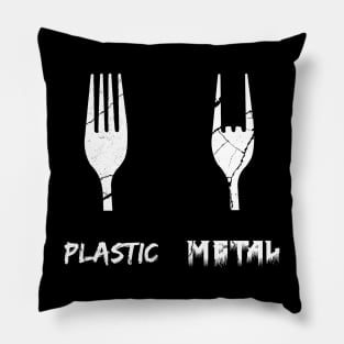 Heavy Metal fork, Palstic fork with scratches Pillow