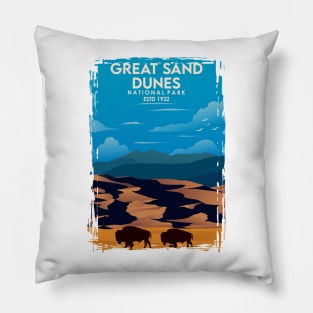 Great Sand Dunes National Park Travel Poster Pillow