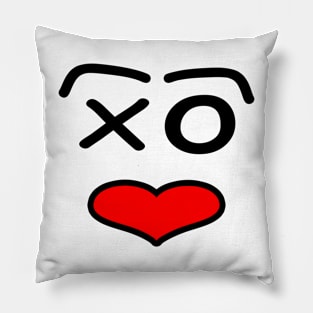 Funny love face -  black and red. Pillow