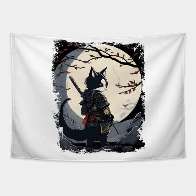 Japanese Cat Samurai Katana Catana - Love Cats Tapestry by William Edward Husband