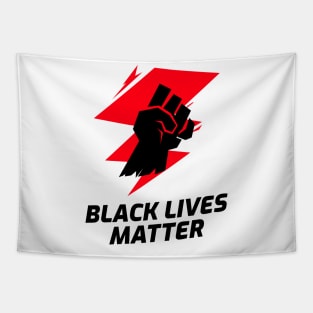 Black Lives Matter Raised Fist Red Lightning Tapestry