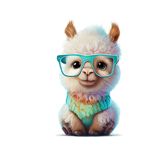 llama / alpaca with glasses in a kawaii style by MLArtifex