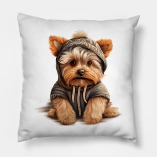 Winter Yorkshire Terrier Dog Pillow