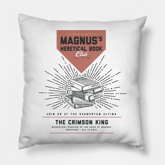 Magnus's Heretical Book Club (Red/Black) Pillow by Exterminatus