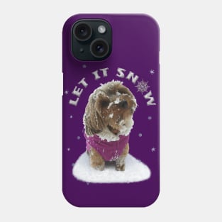 Let it Snow Yorkshire Terrier Dog, Yorkie, in a Coat with Snowflakes Phone Case