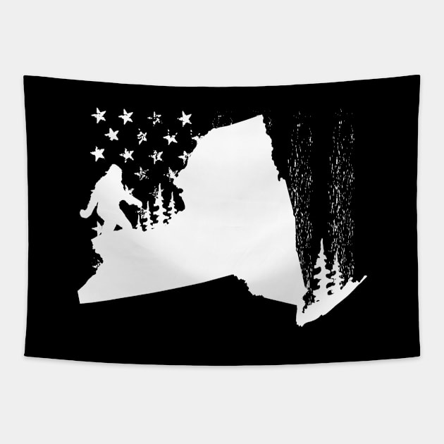 New York Bigfoot American Flag Tapestry by Tesszero