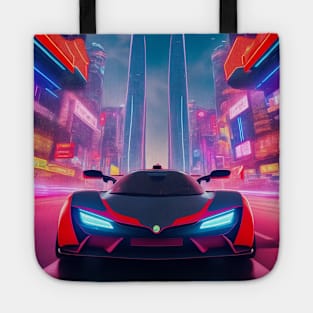 Asian Neon Velocity: Futuristic Thrill Ride Tote