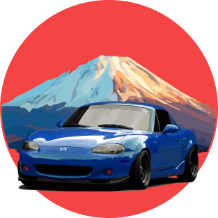 Blue NB Mazda Miata/MX-5 - Mount Fuji Jinba Ittai Roadster Life Magnet