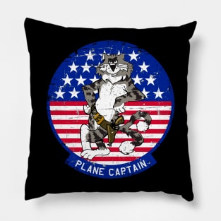 F-14 Tomcat -Plane Captain- Grunge Style Pillow