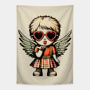 Kiss from Cupid: Vintage Pop Art Valentine's T-Shirt Tapestry