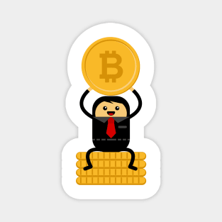 Businessman Earn Bitcoin Magnet