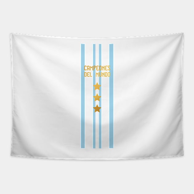 Argentina Jersey 3 Stars World Champions Tapestry by Alimator