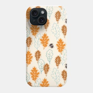 Linocut Style Autumn Leaves Phone Case