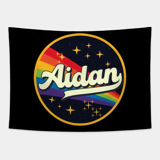 Aidan // Rainbow In Space Vintage Style Tapestry by LMW Art