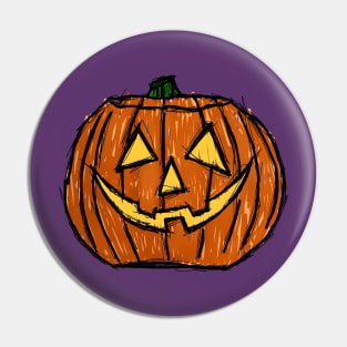 Dark and Gritty Sketched Jack O Lantern Carved Pumpkin Pin