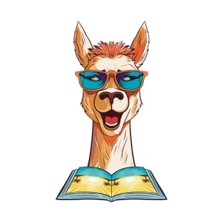 Librarian Llama, Summer Llama, Llama Reading Book T-Shirt