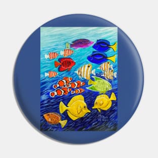 Saltwater Fish School Pin