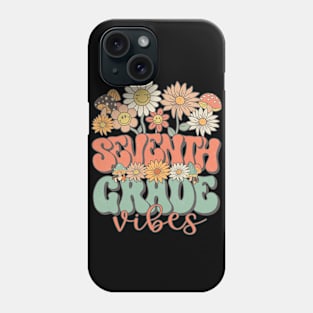 Seventh Grade Vibes Retro Groovy Daisy Back To School Funny Teacher Girls Phone Case