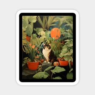 Purrfect Harmony: Cats and Plants Magnet