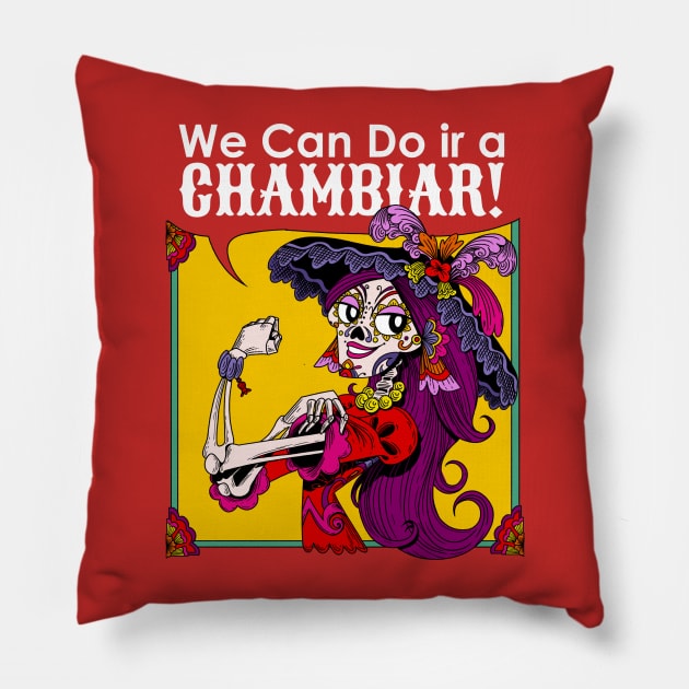 Catrina Girl Power Mexican We can do it Pillow by Juandamurai