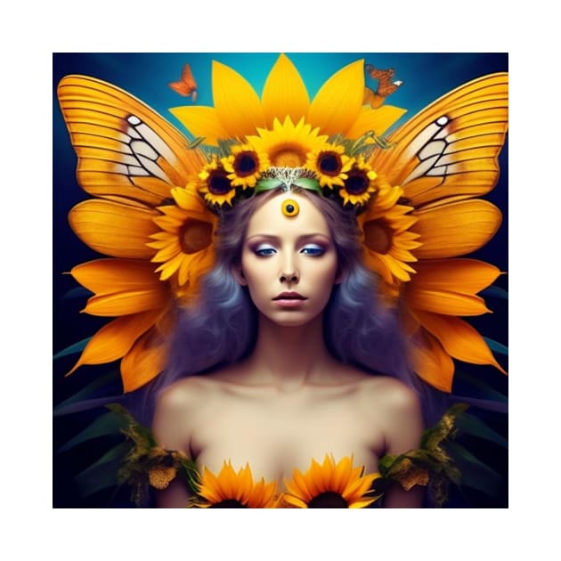 Sunflower Butterfly Goddess by karissabest