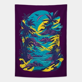 Retro Abstract Beachscape Tapestry