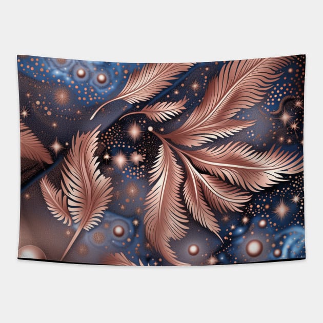 Other Worldly Designs- nebulas, stars, galaxies, planets with feathers Tapestry by BirdsnStuff