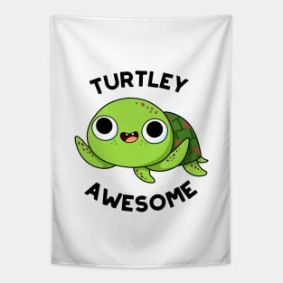 Turtley Awesome Cute Turtle Pun Tapestry