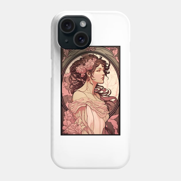 Brunette in Pink Phone Case by ArtNouveauChic