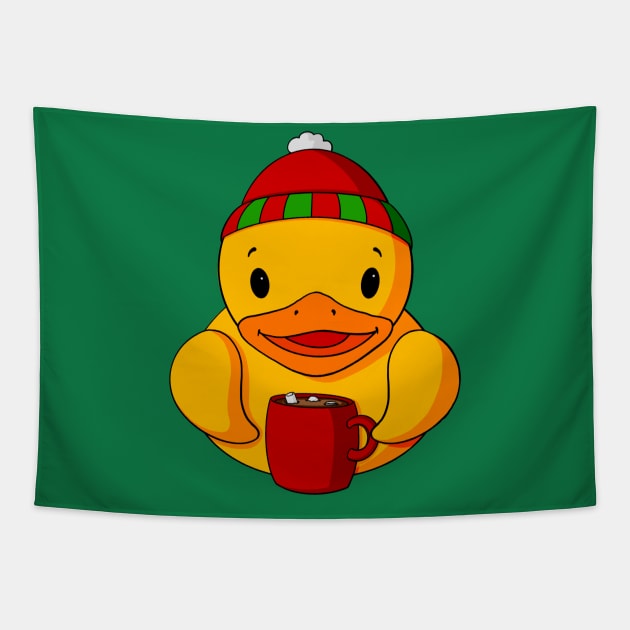 Hot Cocoa Rubber Duck Tapestry by Alisha Ober Designs