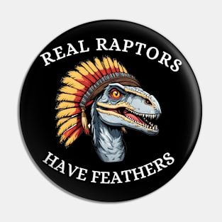 Funny Dinosaur Raptor w Feathers Pin