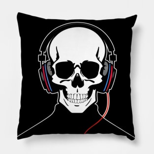 Cool Skull with Headphones | Listening Music Pillow