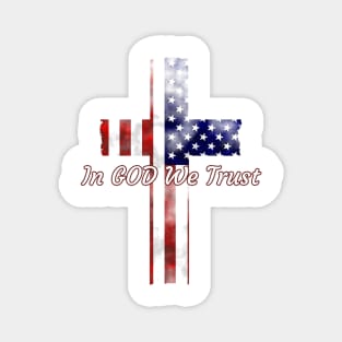 In God We Trust American Flag Cross Christian Design Magnet