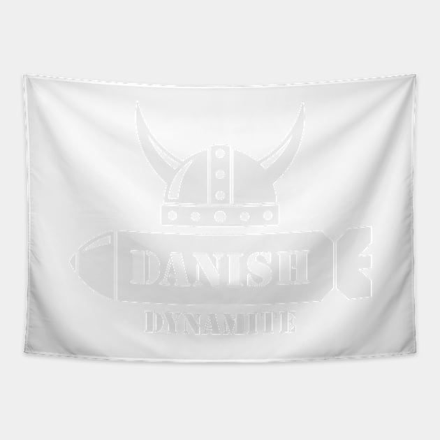 Danish Dynamite (Denmark / Football / Viking / Missile / White) Tapestry by MrFaulbaum