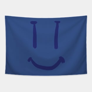 Blue Smug Smiling Face Tapestry