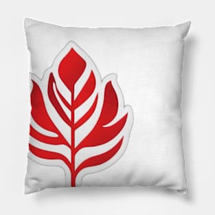 Abstract Red and White Leaf Symbol on Black Background No. 884 Pillow