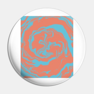 Bleu and Orange Retro Pattern Liquid Swirls Pin