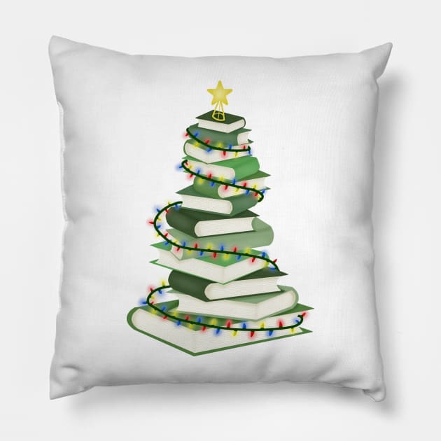 Bookmas tree (christmas) Pillow by Becky-Marie