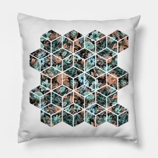 Floral Dreamy Pattern Caramel Turquoise Pillow