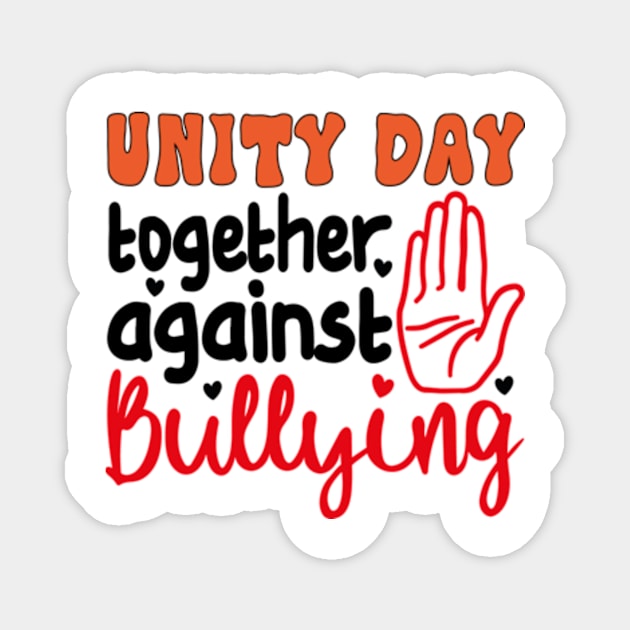 Together Against Bullying Orange Anti Bullying Unity Day Kids T-Shirt Magnet by David Brown