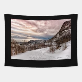 The Snowy Road to Kabelvåg Tapestry