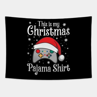 This Is My Christmas Pajama Santa Hat Gamer Video Game Tapestry